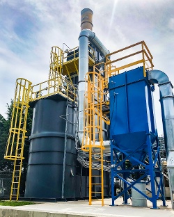 Baghouse for controlling particulate with thermal oxidizer.