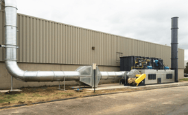Paint and surface coating ventilation on building exterior.